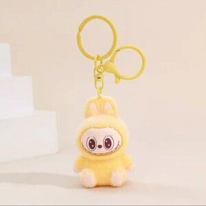 New Cute Yellow Labubu Bunny Keychain dangeler clip